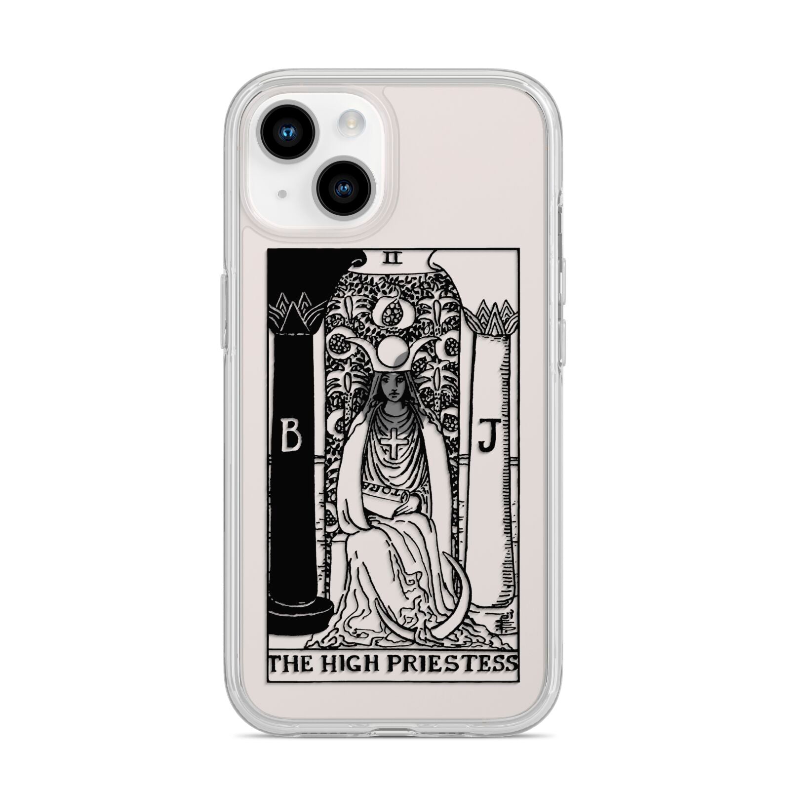The High Priestess Monochrome Tarot Card iPhone 14 Clear Tough Case Starlight