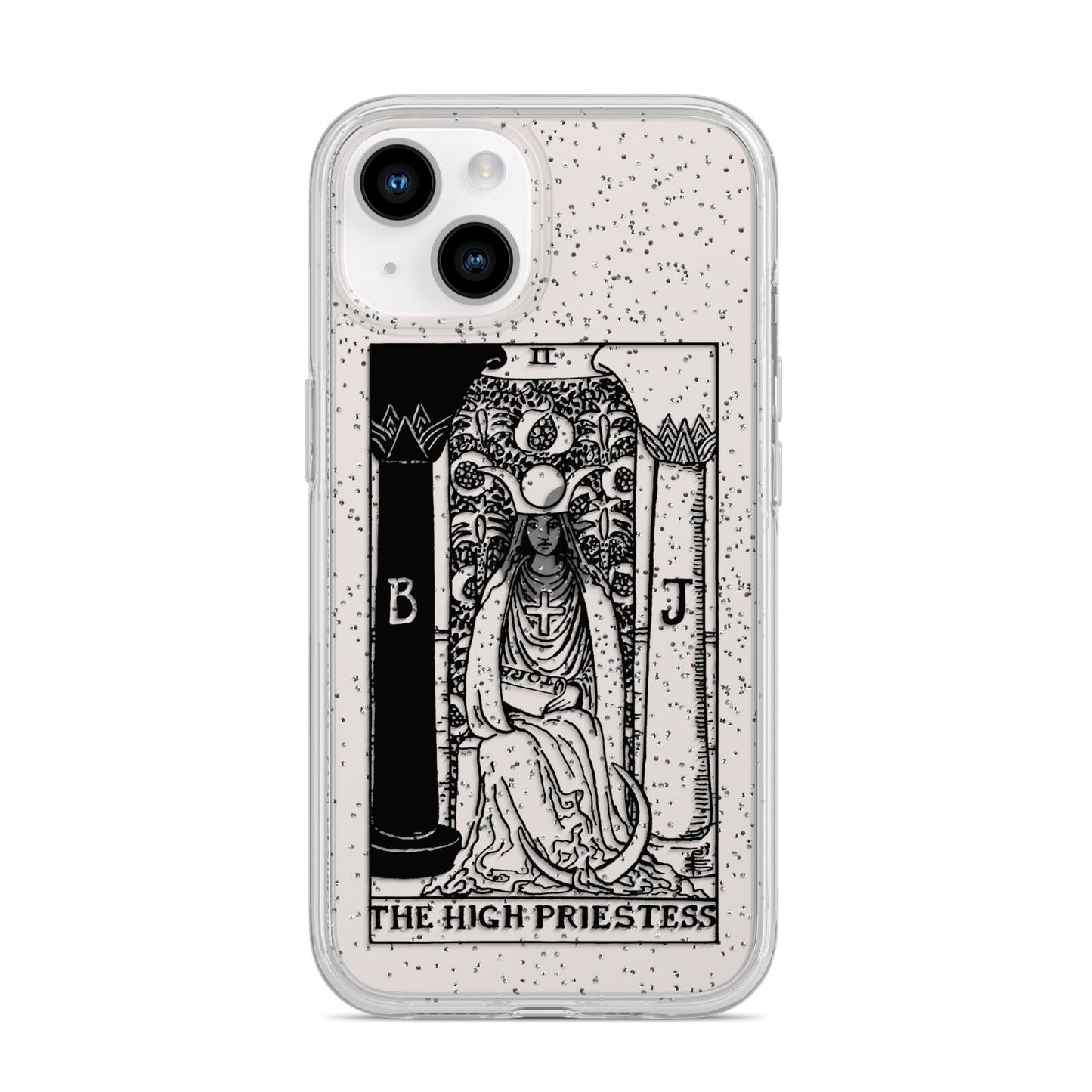 The High Priestess Monochrome Tarot Card iPhone 14 Glitter Tough Case Starlight