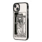 The High Priestess Monochrome Tarot Card iPhone 14 Plus Black Impact Case Side Angle on Silver phone