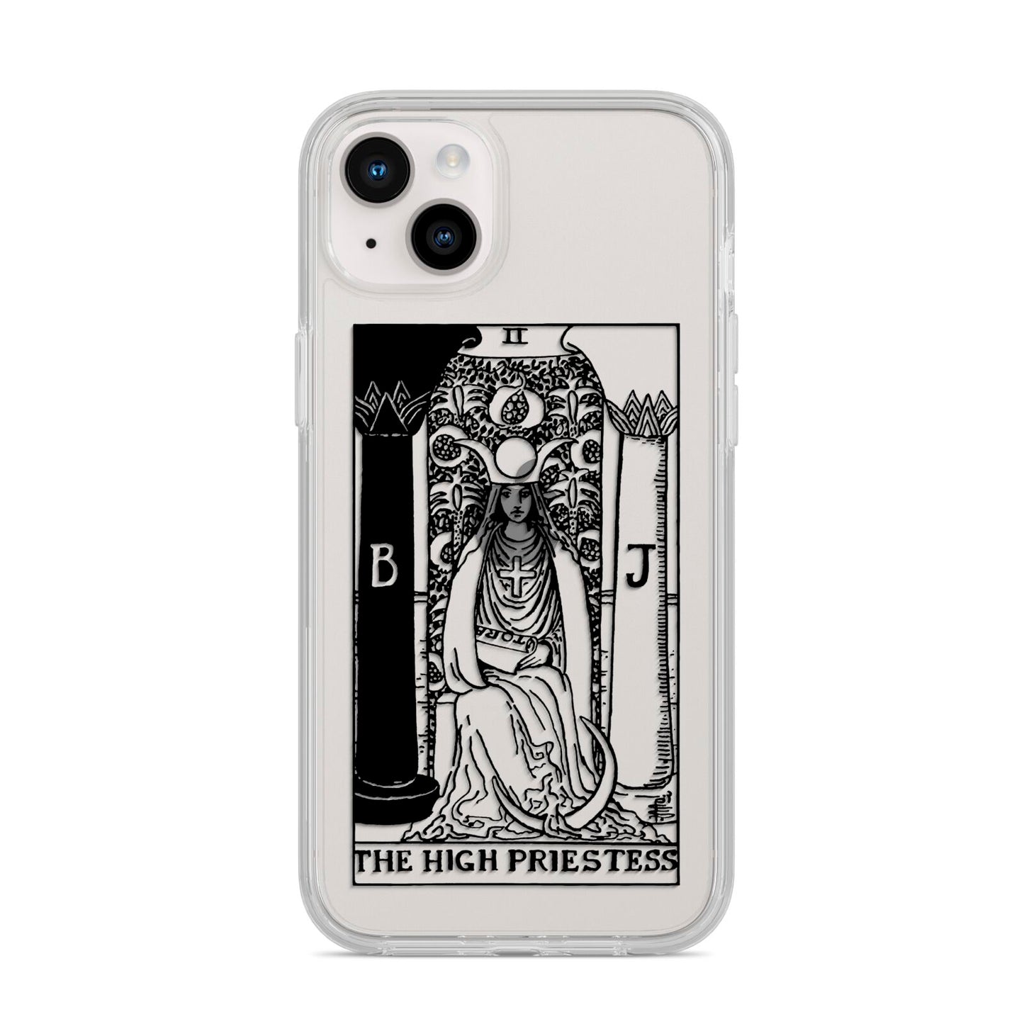 The High Priestess Monochrome Tarot Card iPhone 14 Plus Clear Tough Case Starlight