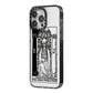 The High Priestess Monochrome Tarot Card iPhone 14 Pro Max Black Impact Case Side Angle on Silver phone