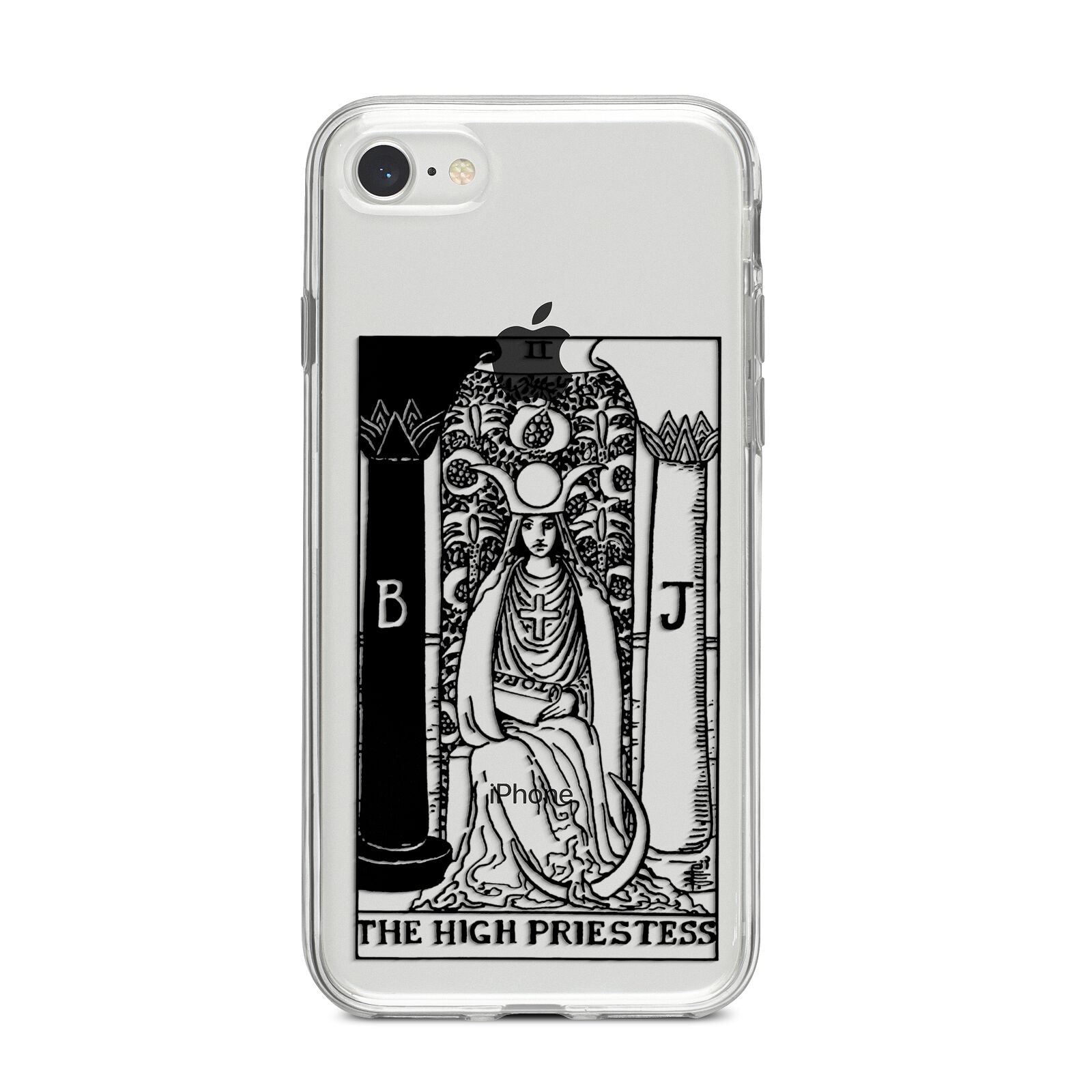The High Priestess Monochrome Tarot Card iPhone 8 Bumper Case on Silver iPhone