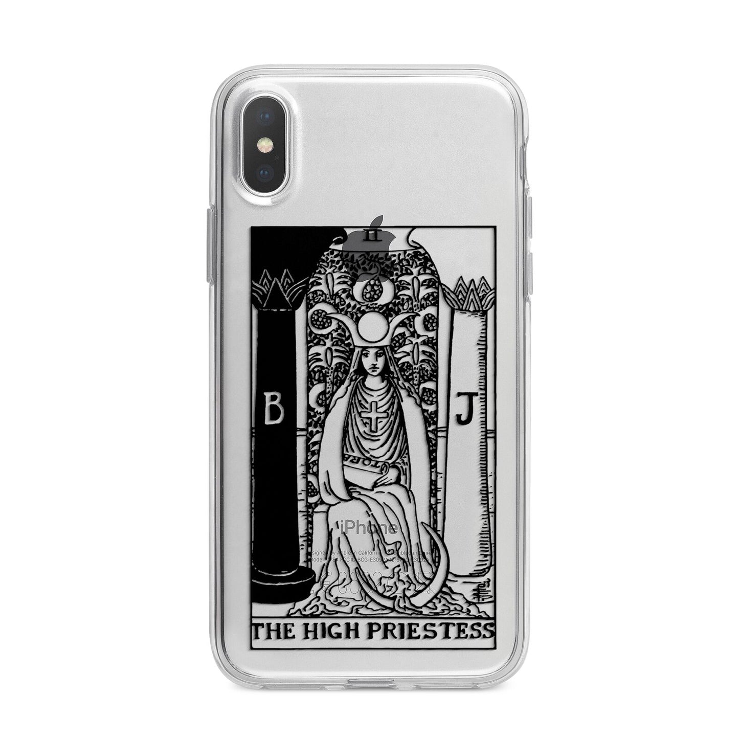The High Priestess Monochrome Tarot Card iPhone X Bumper Case on Silver iPhone Alternative Image 1