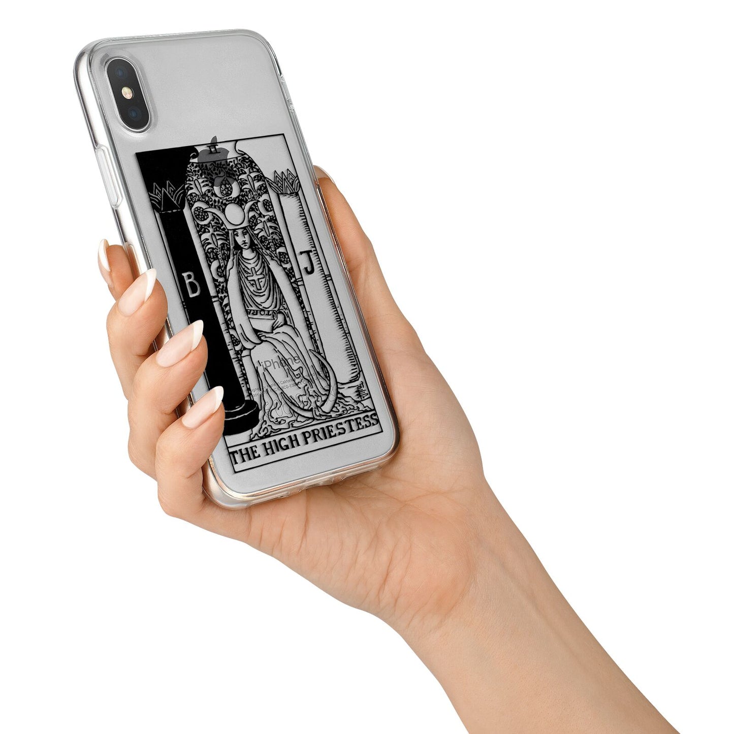 The High Priestess Monochrome Tarot Card iPhone X Bumper Case on Silver iPhone Alternative Image 2