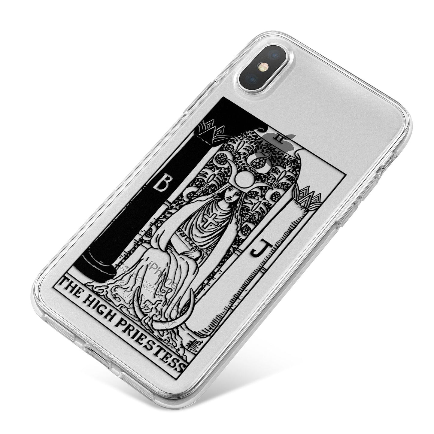 The High Priestess Monochrome Tarot Card iPhone X Bumper Case on Silver iPhone