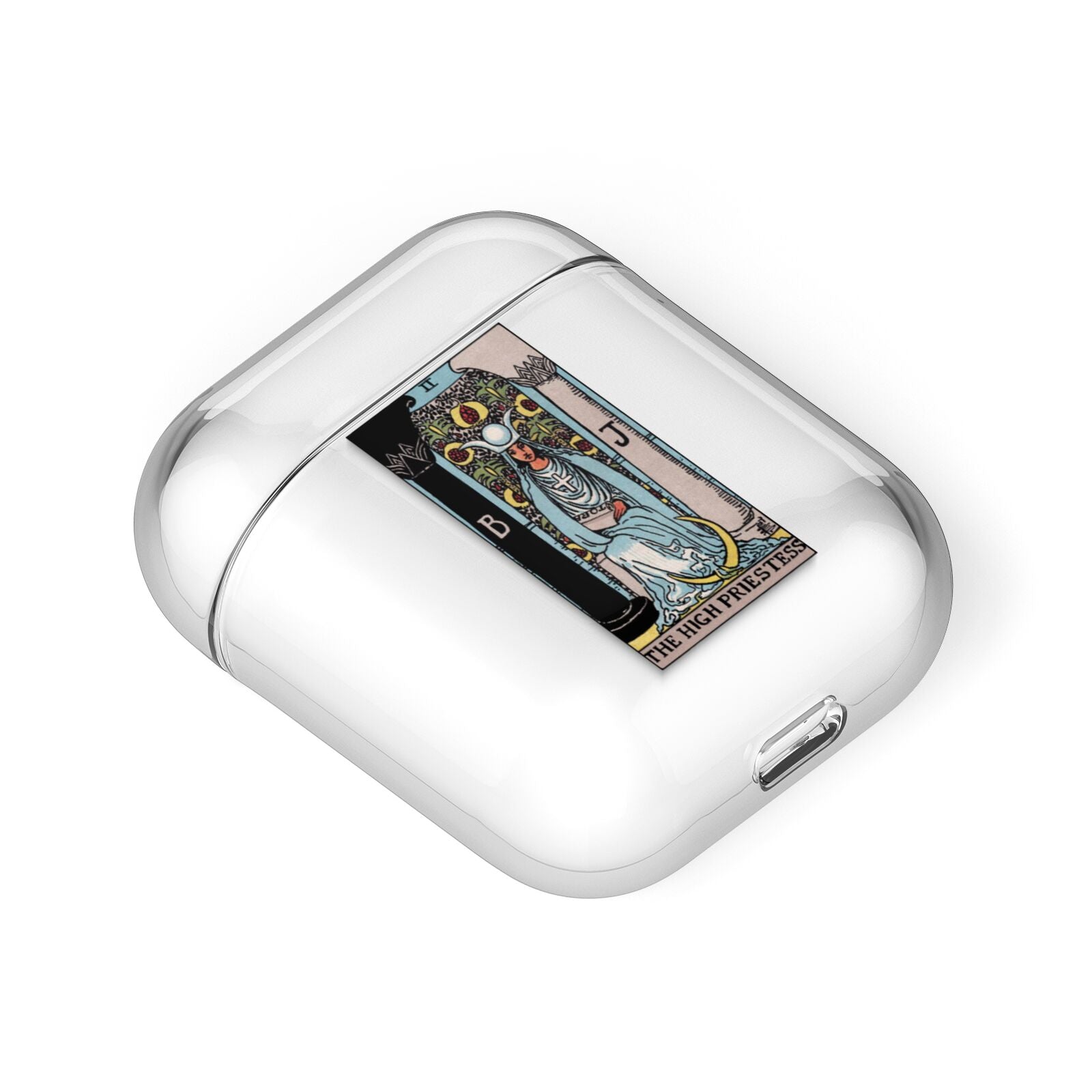 The High Priestess Tarot Card AirPods Case Laid Flat