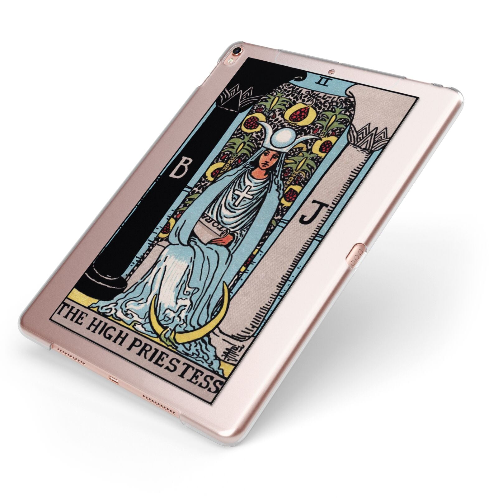 The High Priestess Tarot Card Apple iPad Case on Rose Gold iPad Side View
