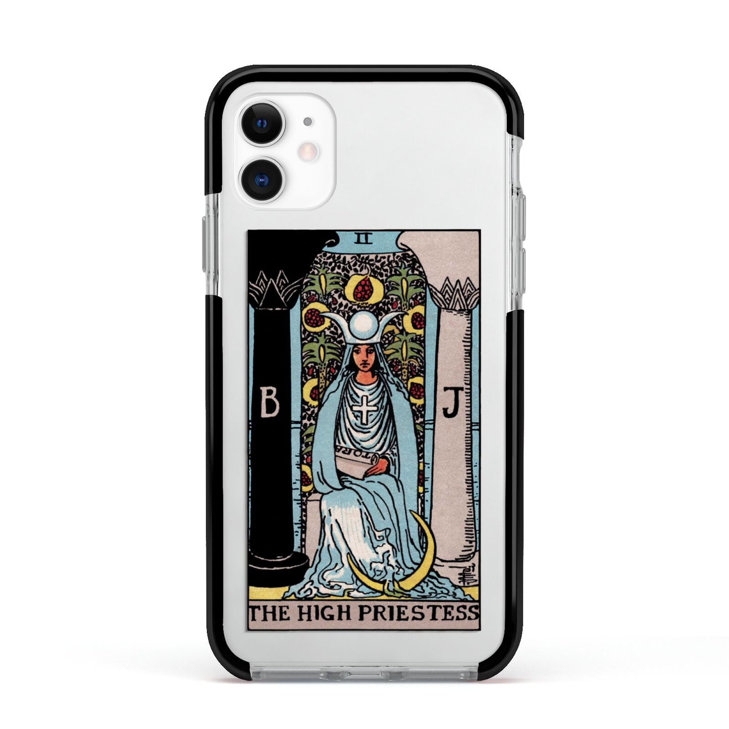The High Priestess Tarot Card Apple iPhone 11 in White with Black Impact Case