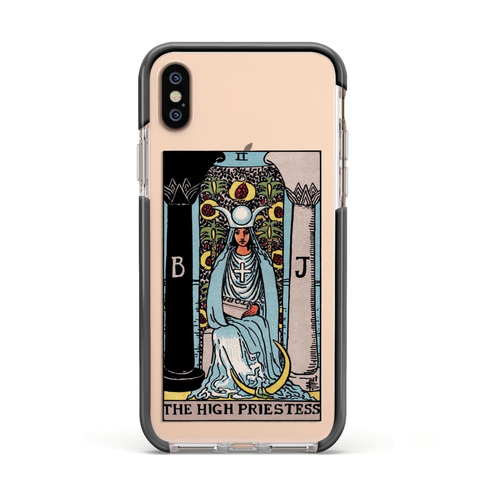 The High Priestess Tarot Card Apple iPhone Xs Impact Case Black Edge on Gold Phone