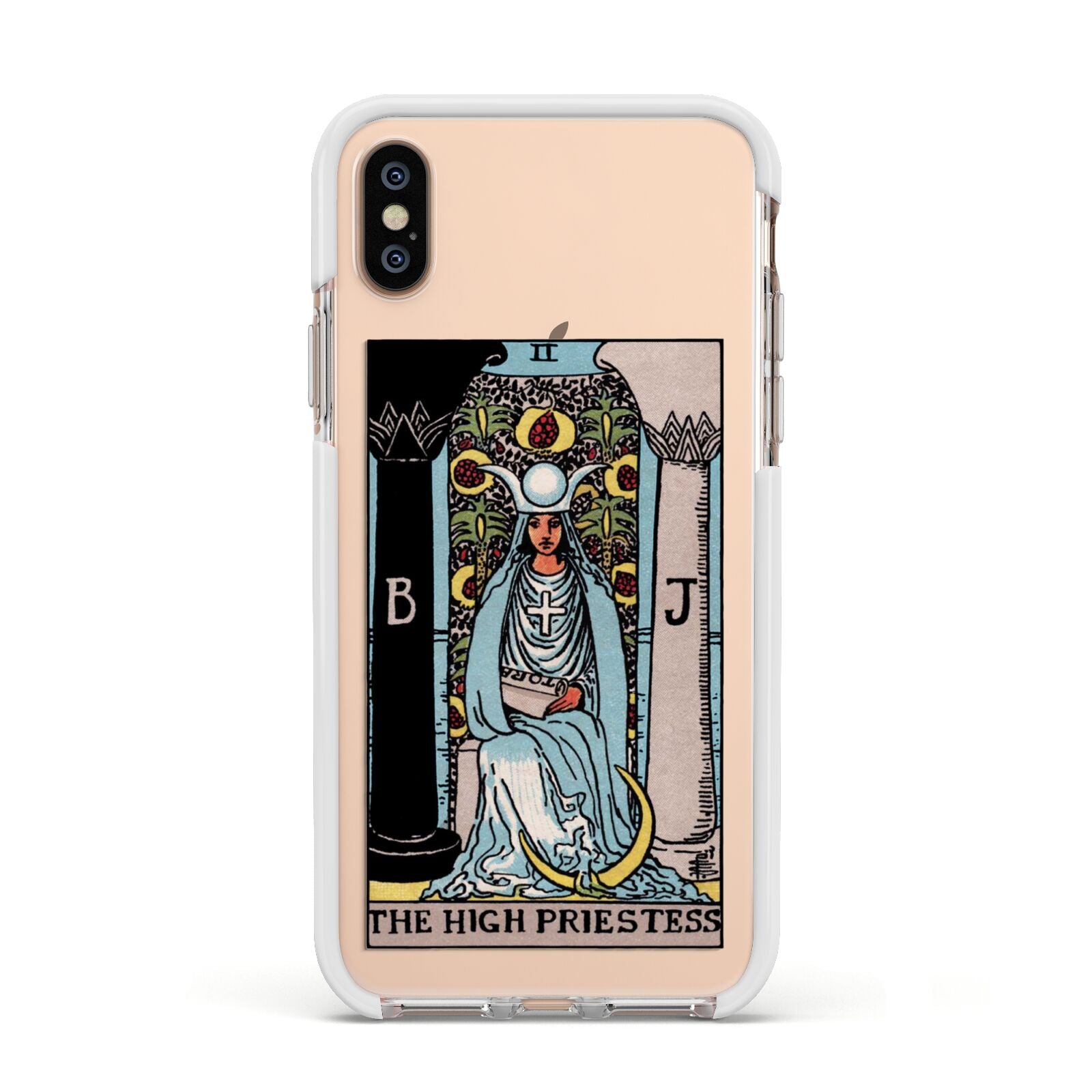 The High Priestess Tarot Card Apple iPhone Xs Impact Case White Edge on Gold Phone