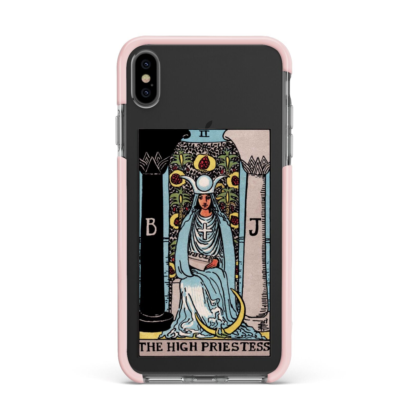 The High Priestess Tarot Card Apple iPhone Xs Max Impact Case Pink Edge on Black Phone