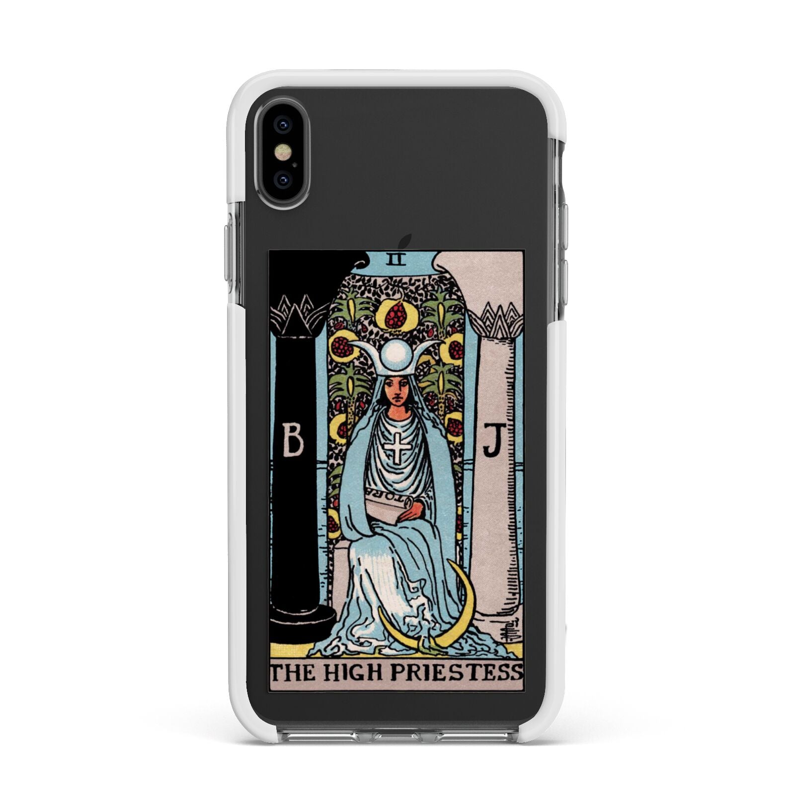 The High Priestess Tarot Card Apple iPhone Xs Max Impact Case White Edge on Black Phone