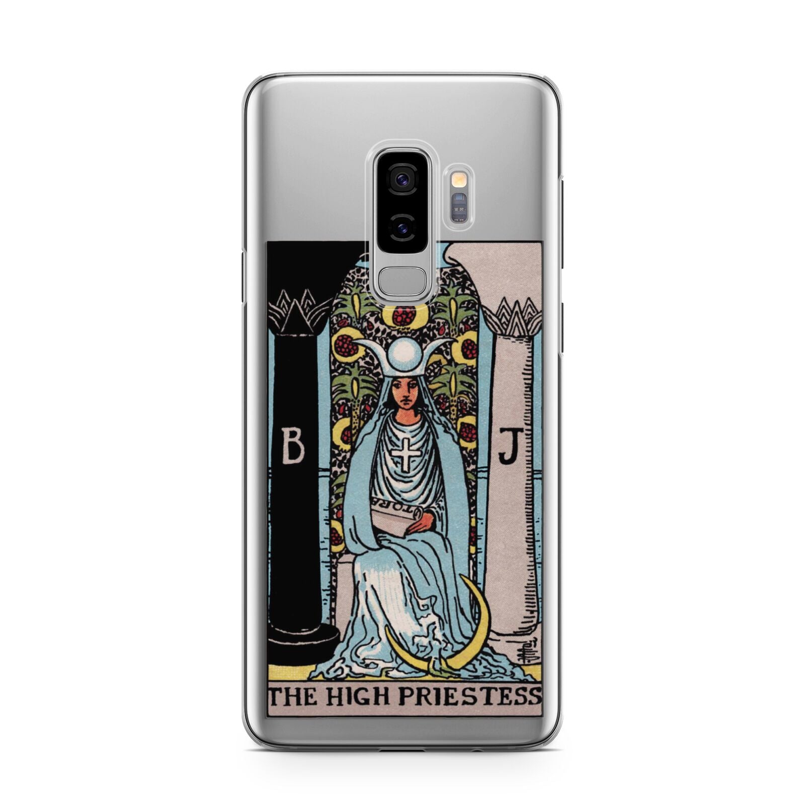 The High Priestess Tarot Card Samsung Galaxy S9 Plus Case on Silver phone