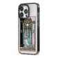 The High Priestess Tarot Card iPhone 13 Pro Black Impact Case Side Angle on Silver phone