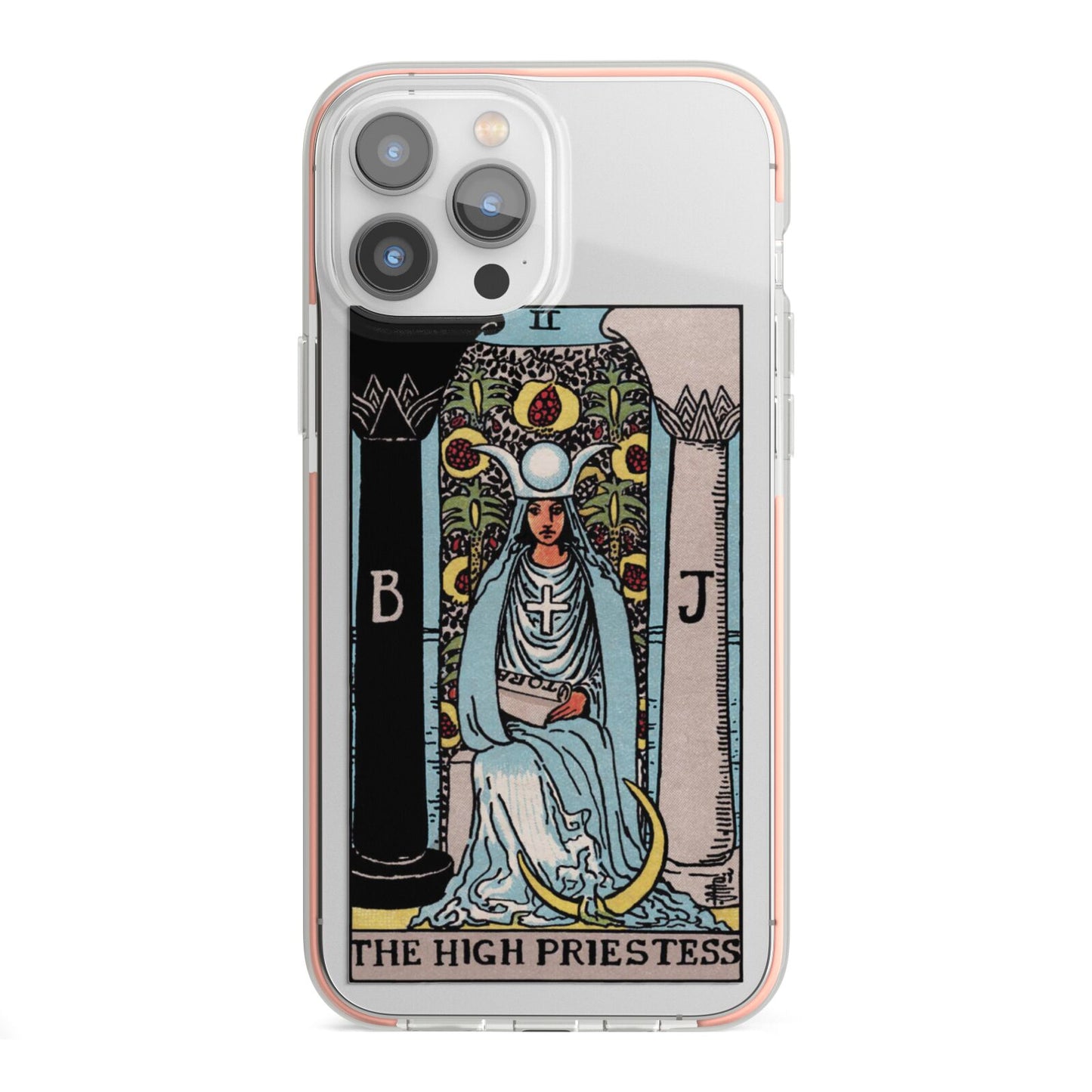 The High Priestess Tarot Card iPhone 13 Pro Max TPU Impact Case with Pink Edges