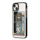 The High Priestess Tarot Card iPhone 14 Plus Black Impact Case Side Angle on Silver phone