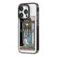The High Priestess Tarot Card iPhone 14 Pro Black Impact Case Side Angle on Silver phone