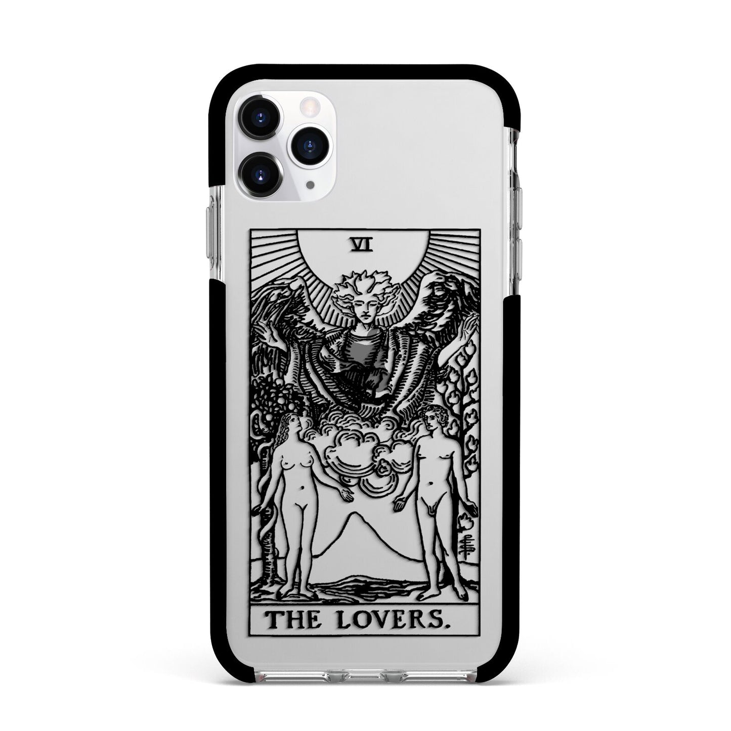 The Lovers Monochrome Tarot Card Apple iPhone 11 Pro Max in Silver with Black Impact Case
