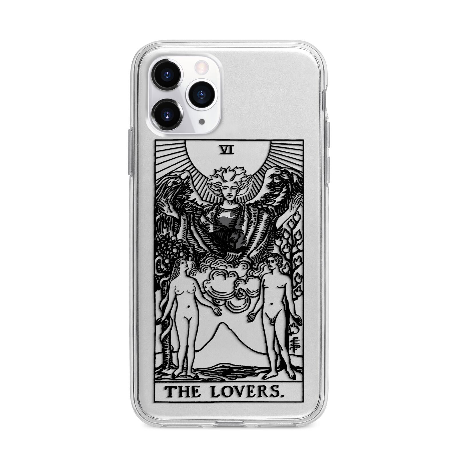 The Lovers Monochrome Tarot Card Apple iPhone 11 Pro Max in Silver with Bumper Case
