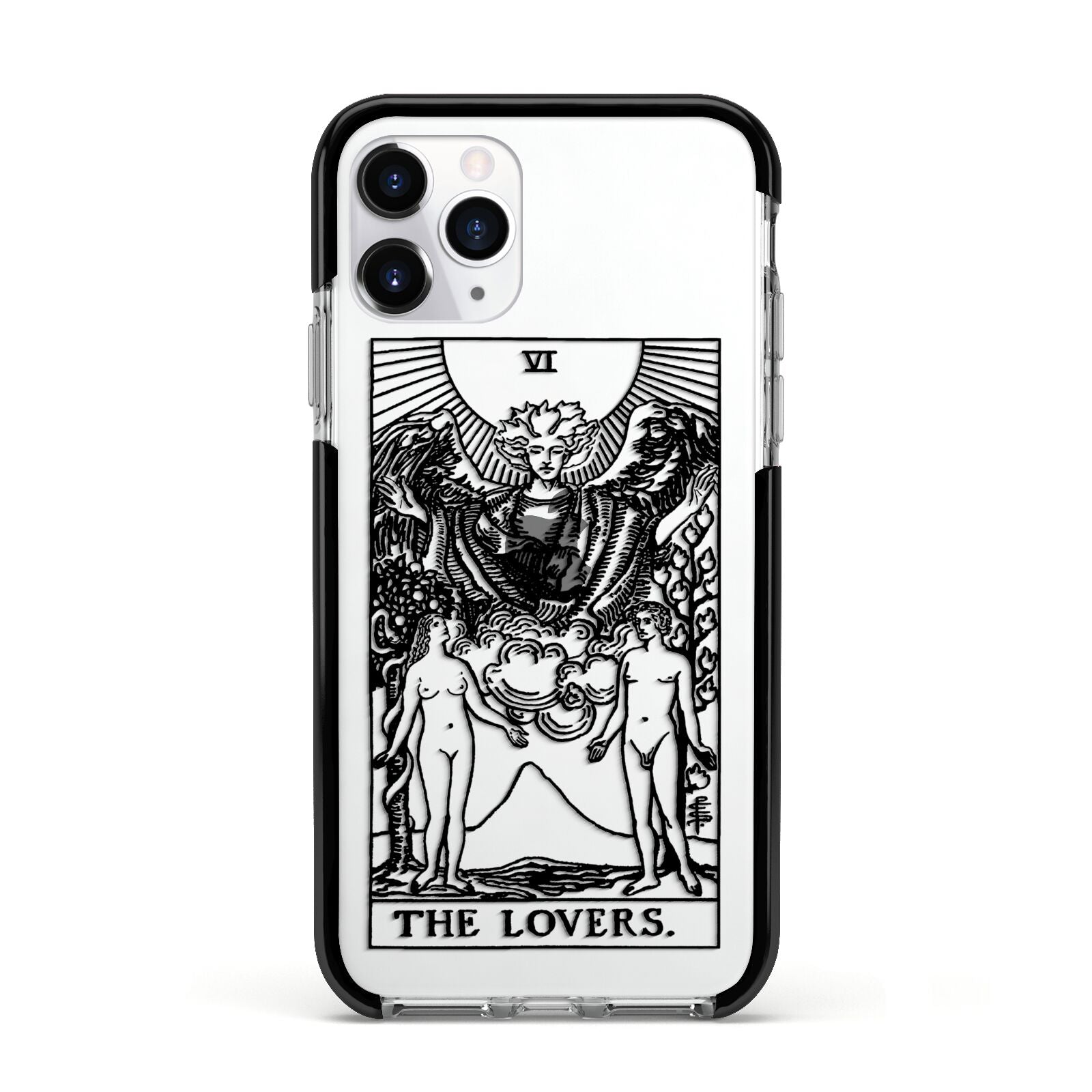 The Lovers Monochrome Tarot Card Apple iPhone 11 Pro in Silver with Black Impact Case