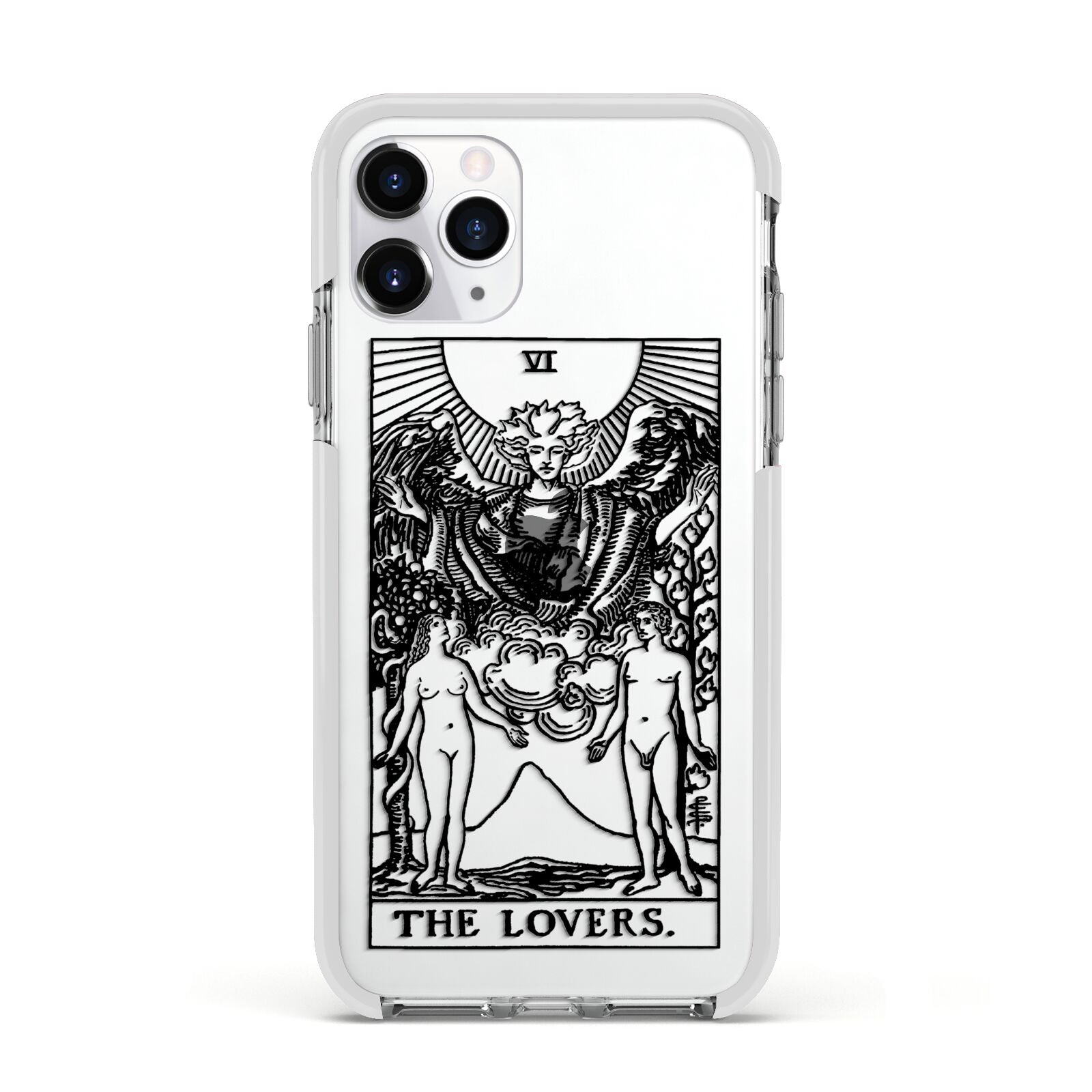 The Lovers Monochrome Tarot Card Apple iPhone 11 Pro in Silver with White Impact Case