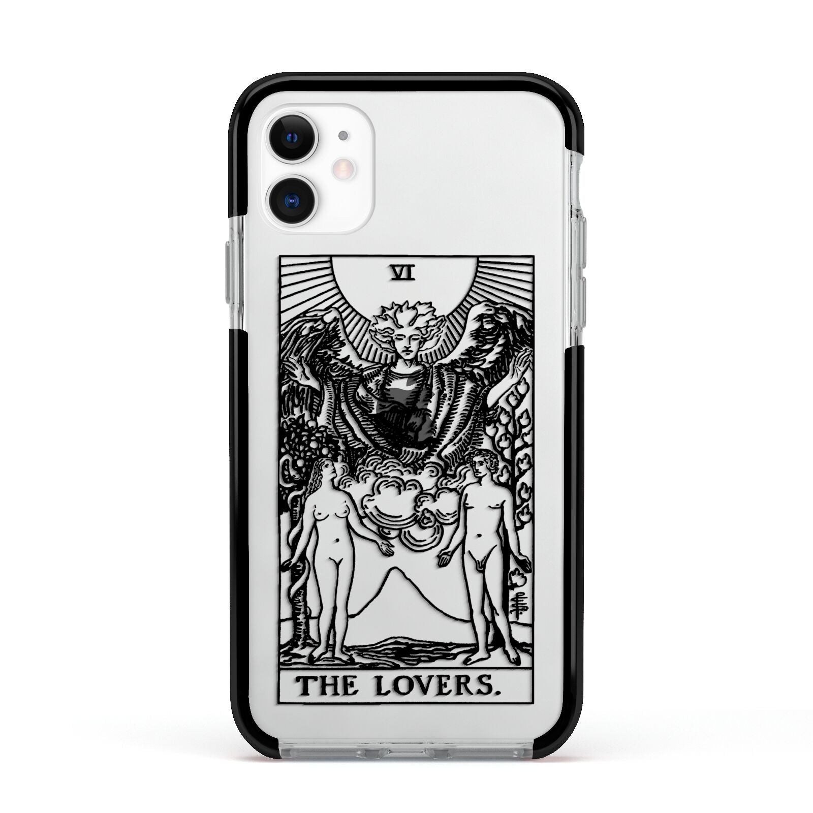 The Lovers Monochrome Tarot Card Apple iPhone 11 in White with Black Impact Case