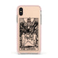 The Lovers Monochrome Tarot Card Apple iPhone Xs Impact Case Pink Edge on Gold Phone