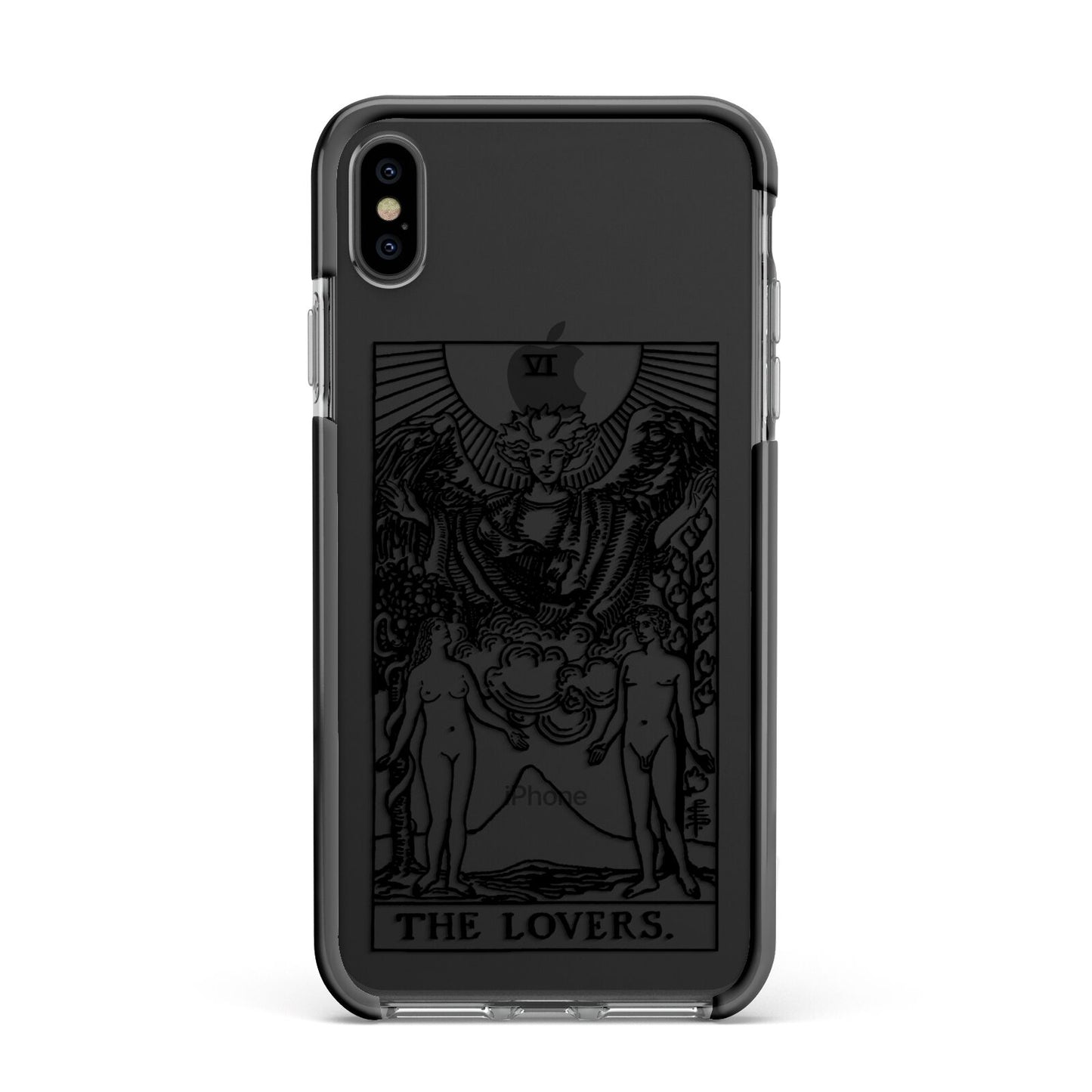 The Lovers Monochrome Tarot Card Apple iPhone Xs Max Impact Case Black Edge on Black Phone