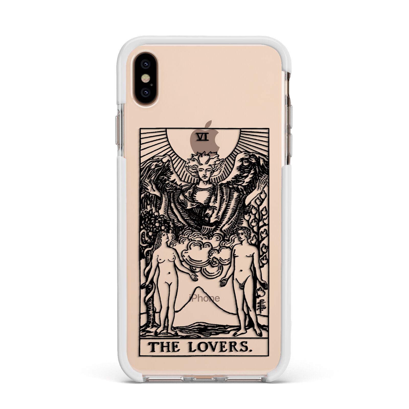 The Lovers Monochrome Tarot Card Apple iPhone Xs Max Impact Case White Edge on Gold Phone