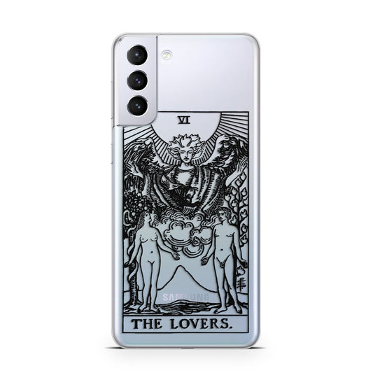 The Lovers Monochrome Tarot Card Samsung S21 Plus Phone Case
