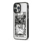 The Lovers Monochrome Tarot Card iPhone 13 Pro Max Black Impact Case Side Angle on Silver phone