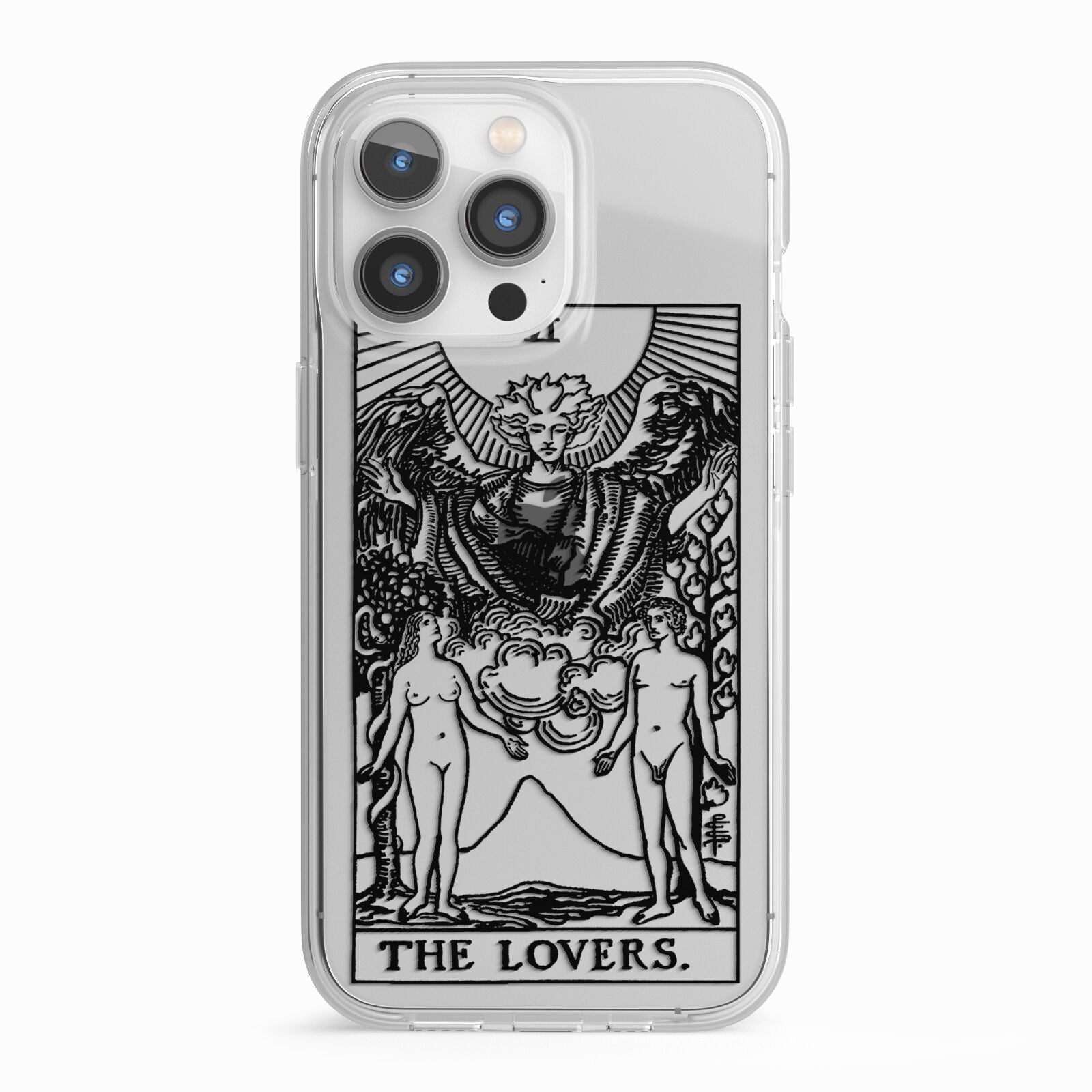 The Lovers Monochrome Tarot Card iPhone 13 Pro TPU Impact Case with White Edges