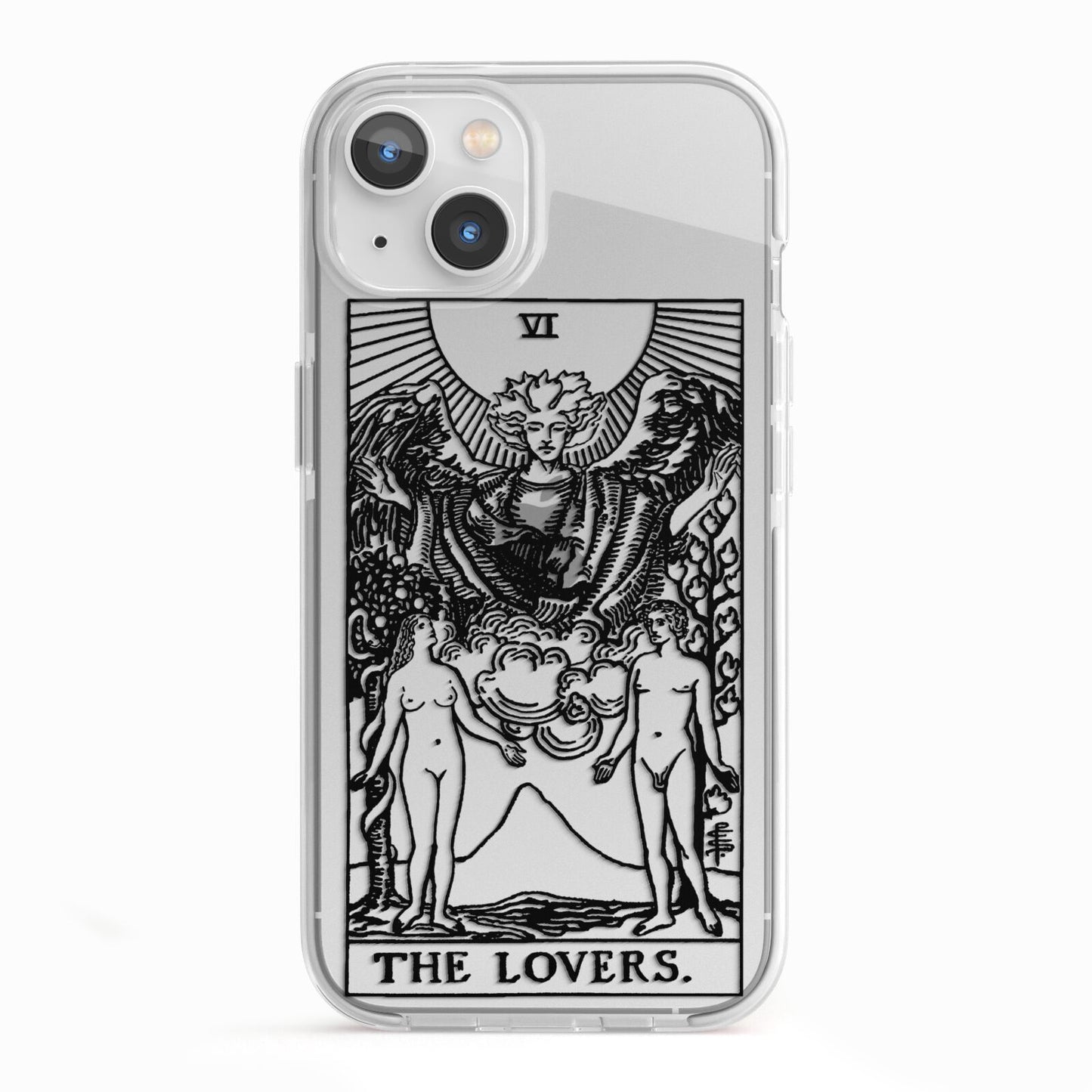 The Lovers Monochrome Tarot Card iPhone 13 TPU Impact Case with White Edges