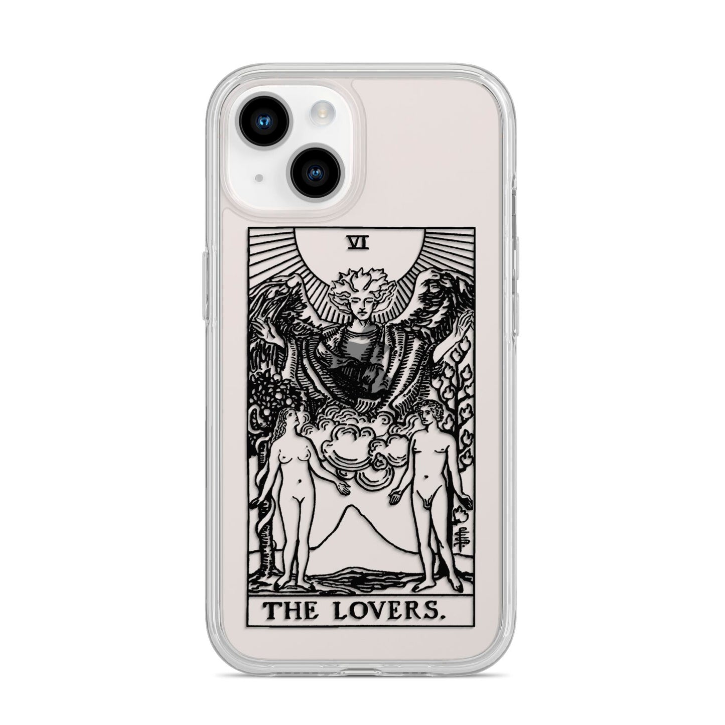The Lovers Monochrome Tarot Card iPhone 14 Clear Tough Case Starlight