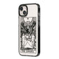 The Lovers Monochrome Tarot Card iPhone 14 Plus Black Impact Case Side Angle on Silver phone