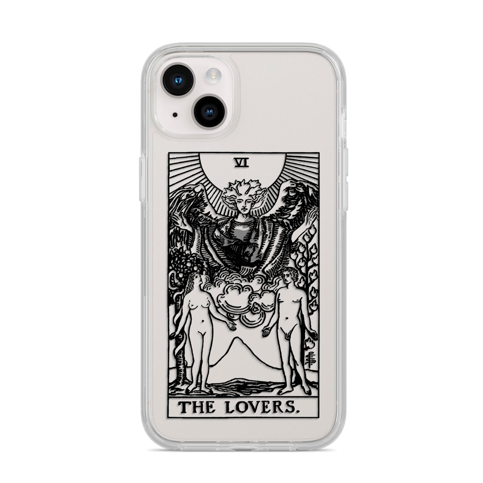 The Lovers Monochrome Tarot Card iPhone 14 Plus Clear Tough Case Starlight