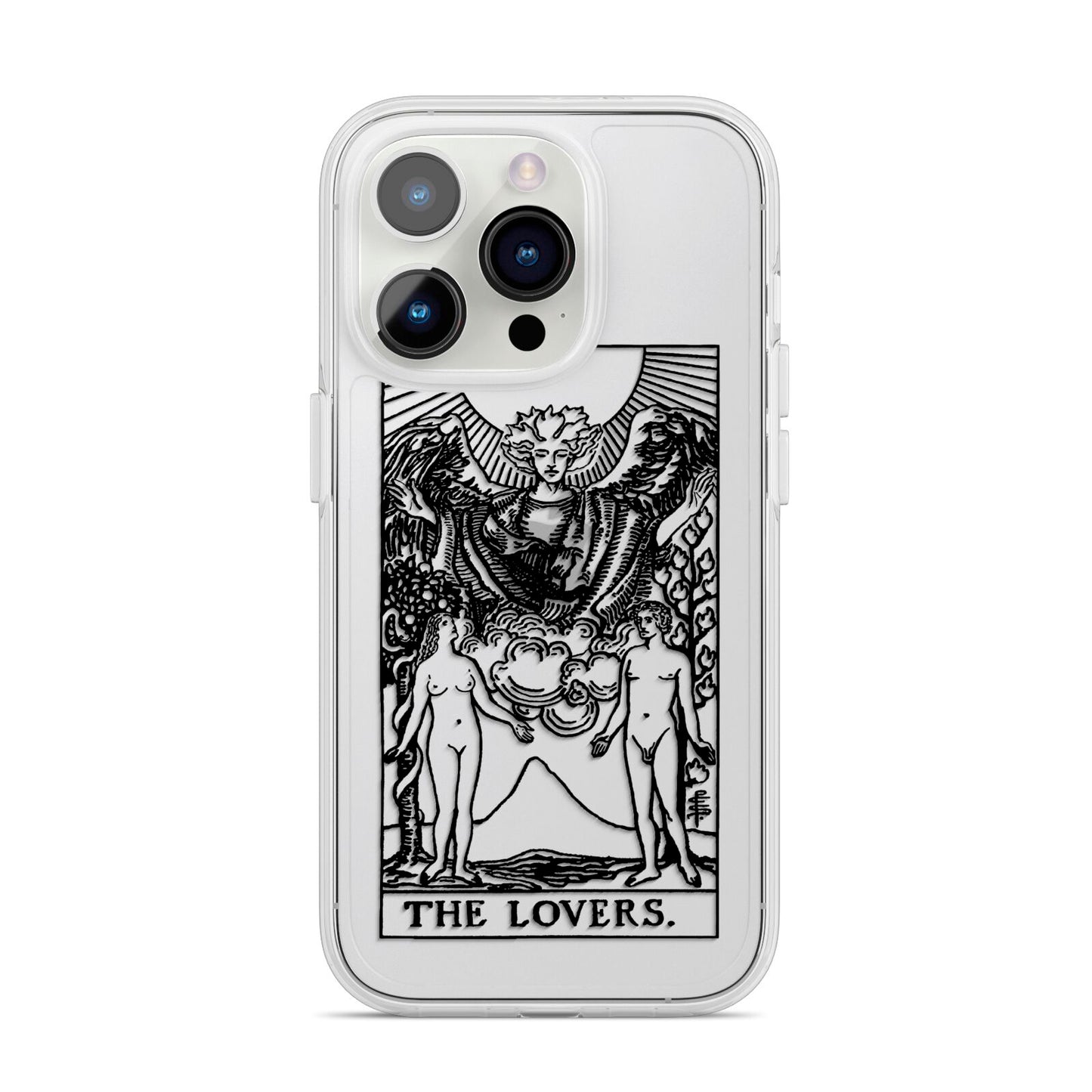 The Lovers Monochrome Tarot Card iPhone 14 Pro Clear Tough Case Silver