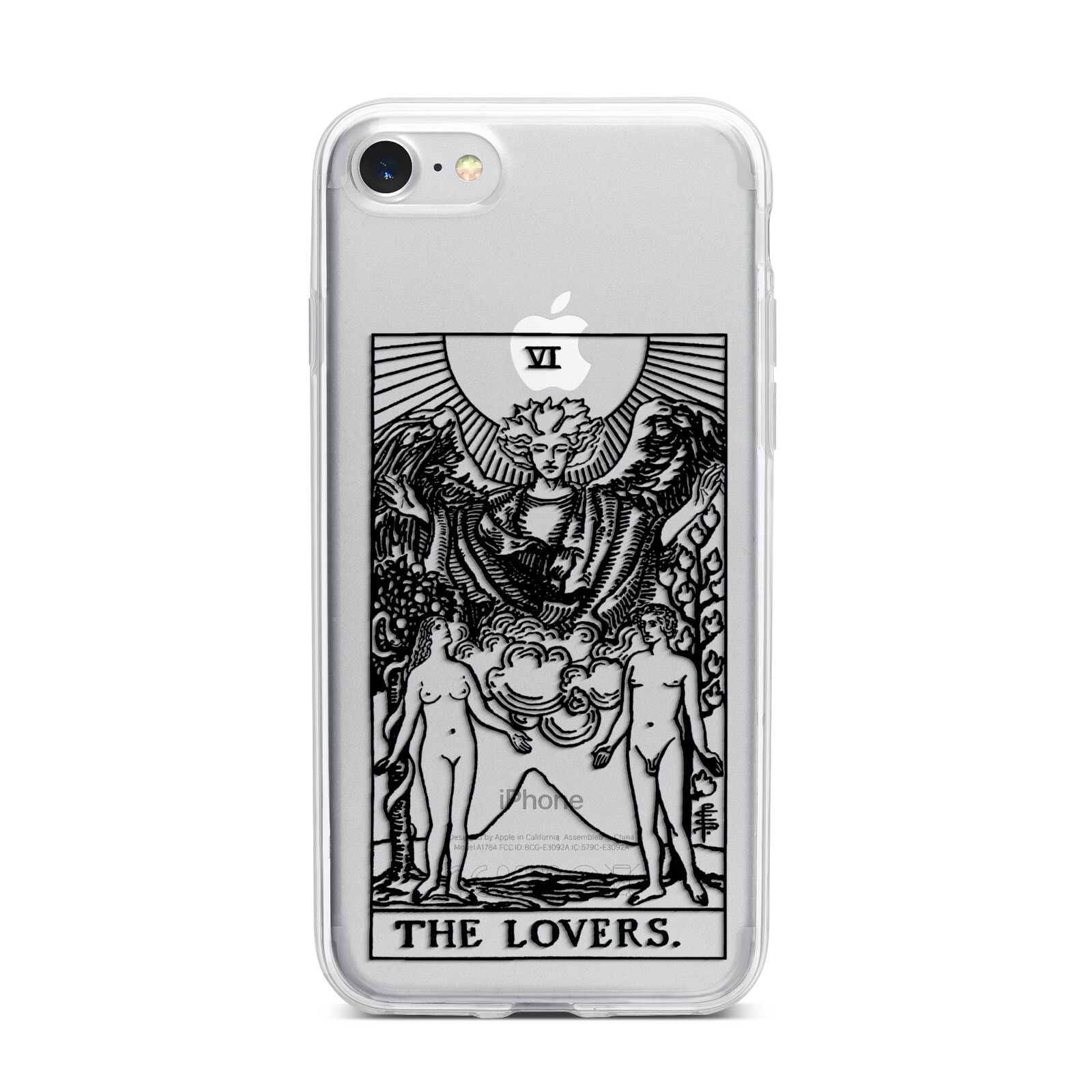 The Lovers Monochrome Tarot Card iPhone 7 Bumper Case on Silver iPhone