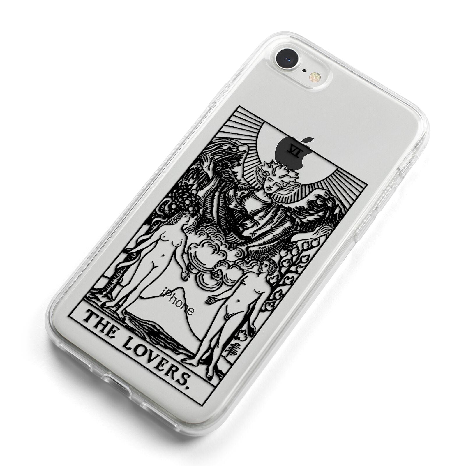 The Lovers Monochrome Tarot Card iPhone 8 Bumper Case on Silver iPhone Alternative Image