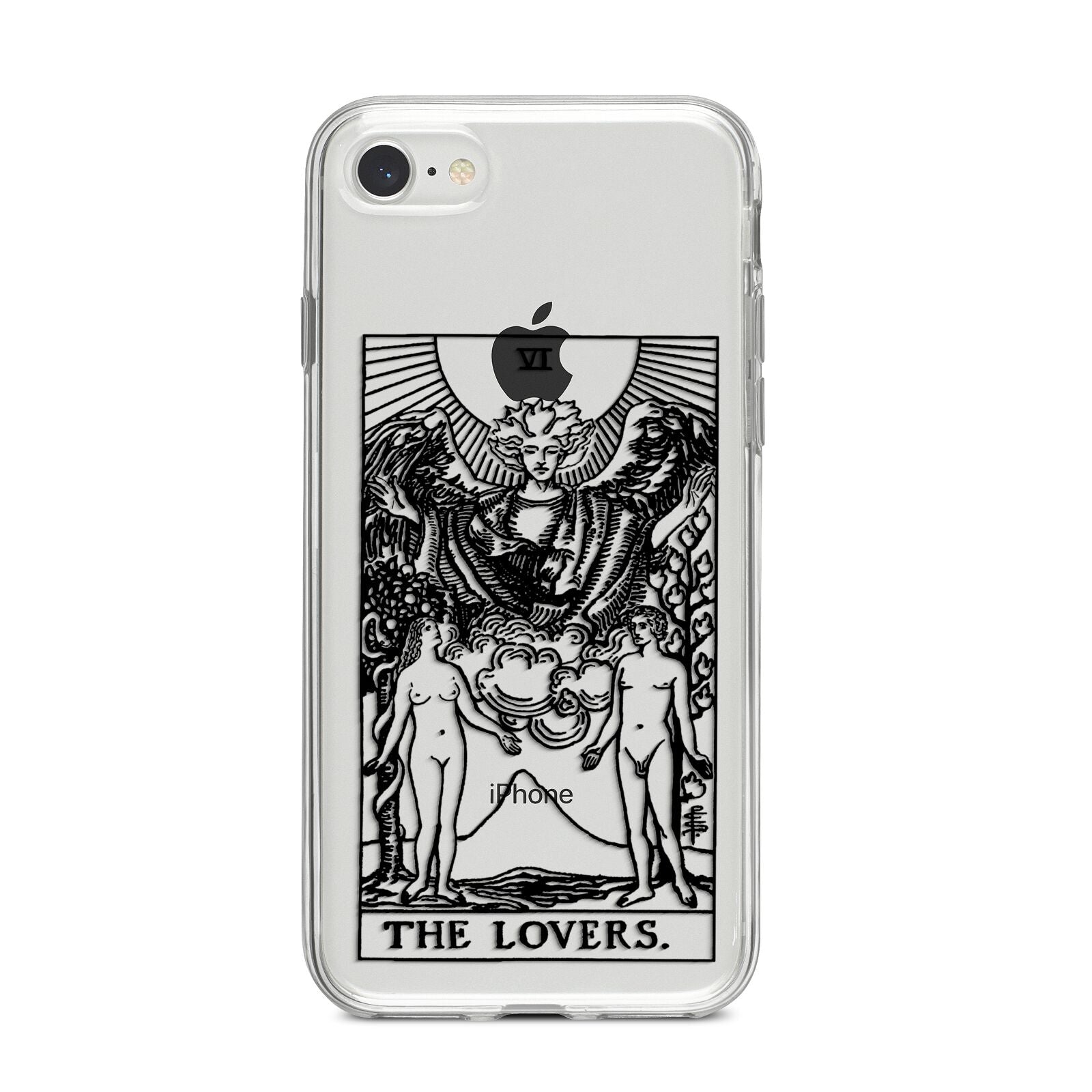 The Lovers Monochrome Tarot Card iPhone 8 Bumper Case on Silver iPhone