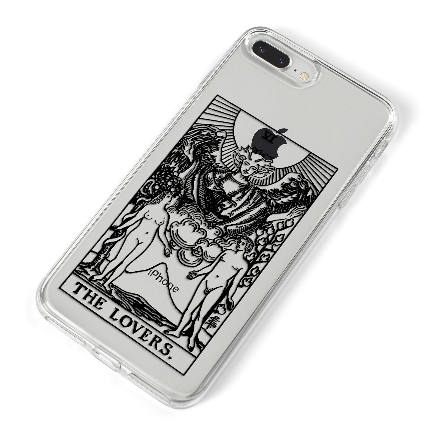 The Lovers Monochrome Tarot Card iPhone 8 Plus Bumper Case on Silver iPhone Alternative Image
