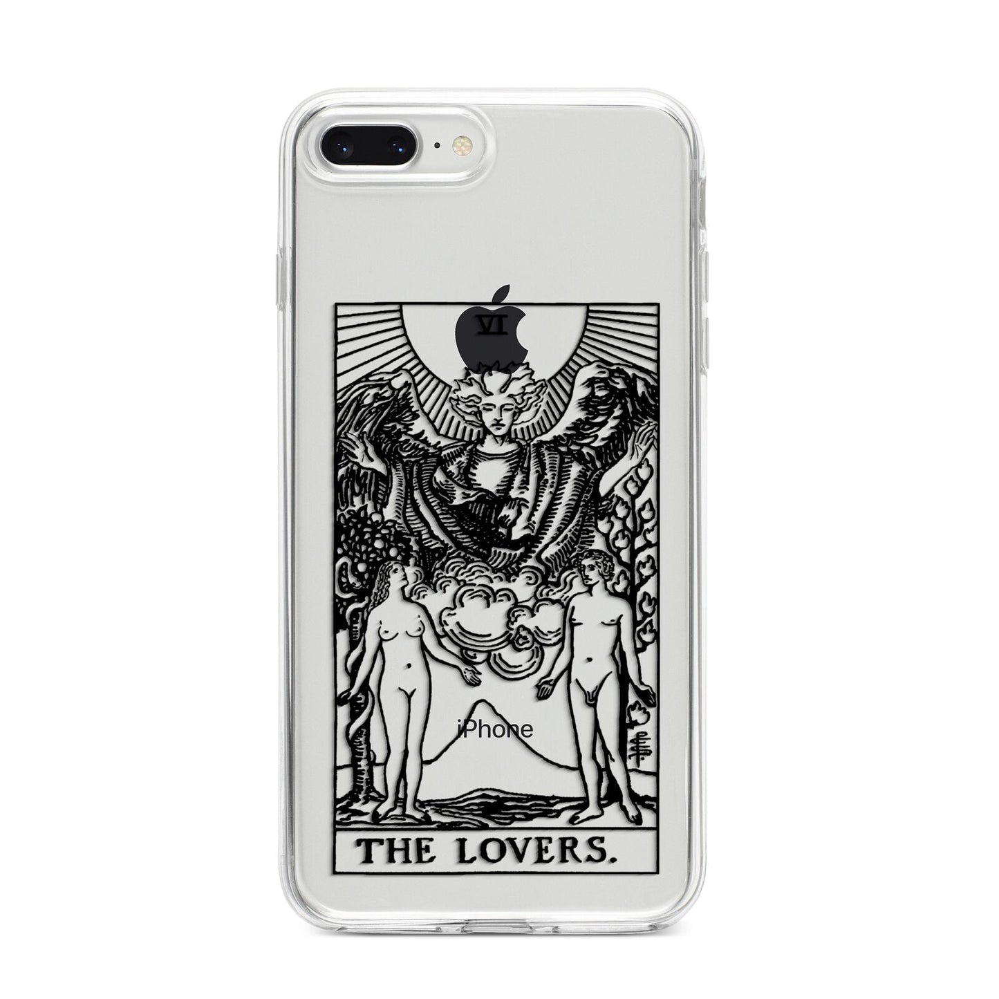 The Lovers Monochrome Tarot Card iPhone 8 Plus Bumper Case on Silver iPhone