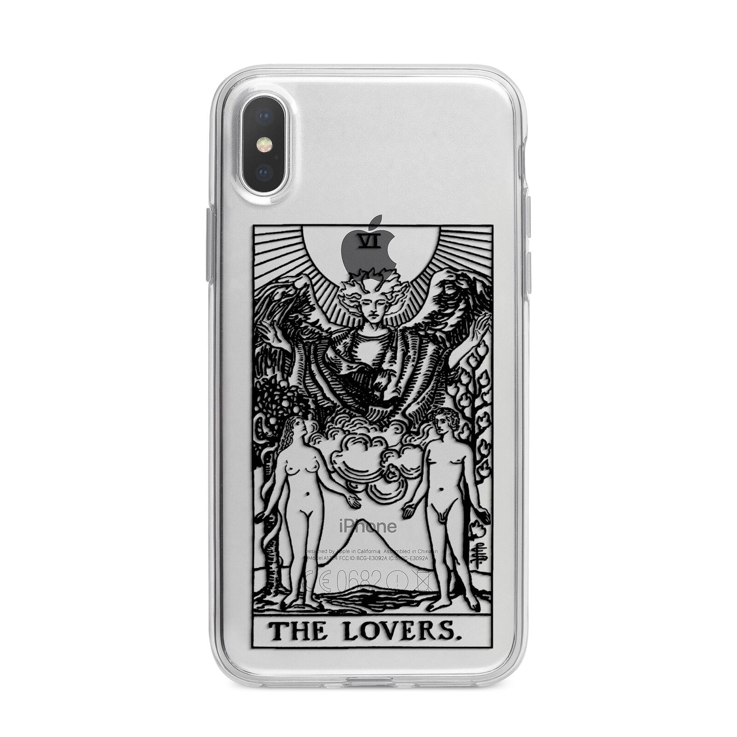 The Lovers Monochrome Tarot Card iPhone X Bumper Case on Silver iPhone Alternative Image 1
