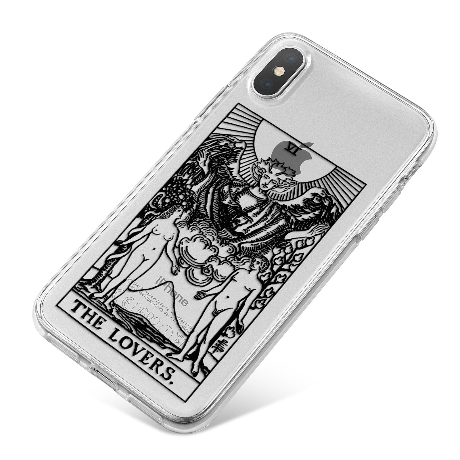 The Lovers Monochrome Tarot Card iPhone X Bumper Case on Silver iPhone