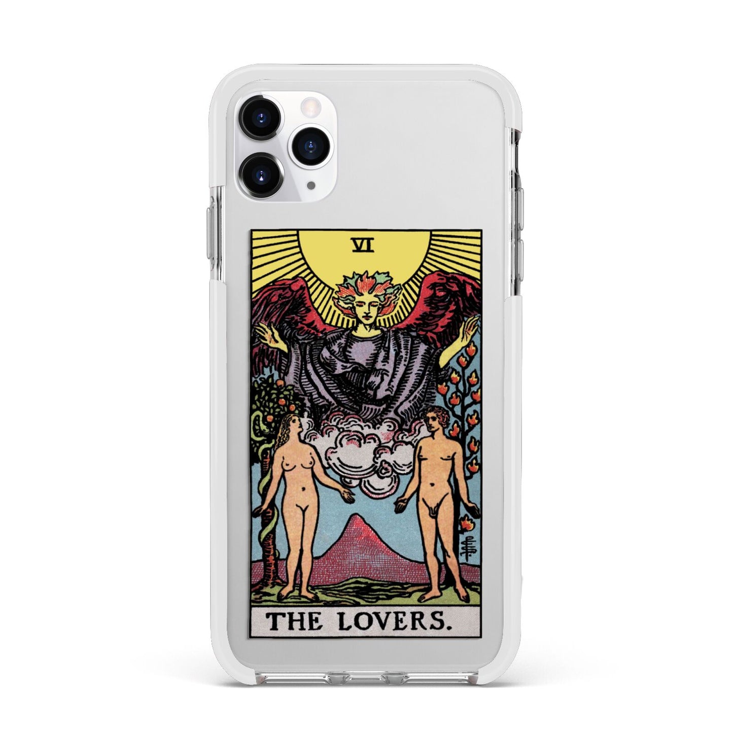The Lovers Tarot Card Apple iPhone 11 Pro Max in Silver with White Impact Case