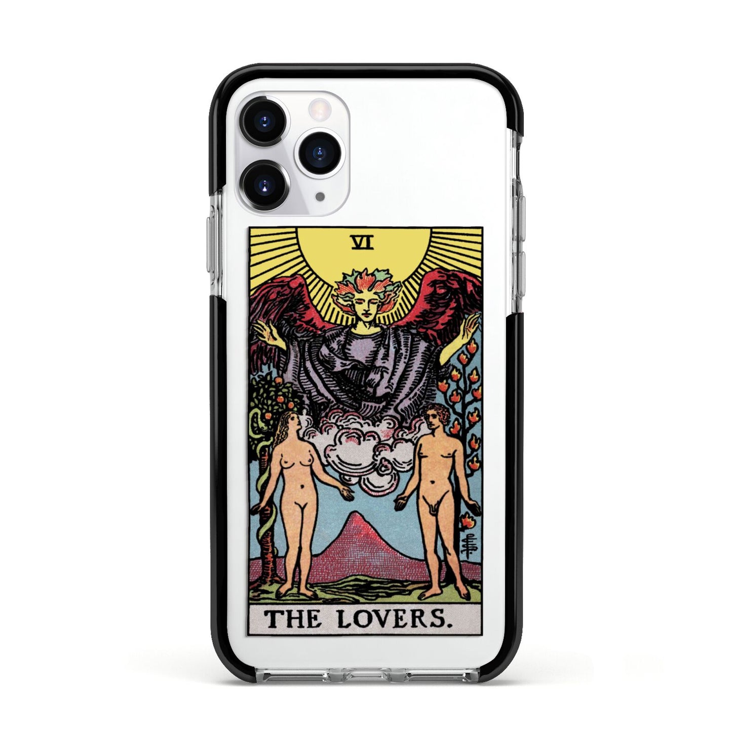 The Lovers Tarot Card Apple iPhone 11 Pro in Silver with Black Impact Case