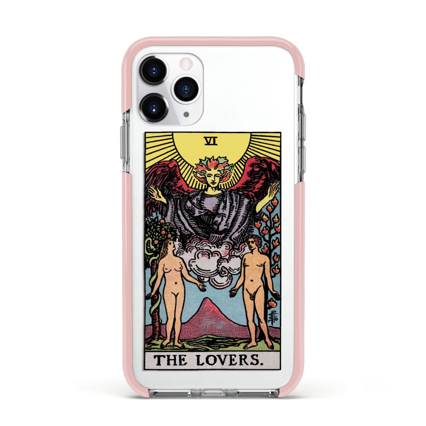 The Lovers Tarot Card Apple iPhone 11 Pro in Silver with Pink Impact Case