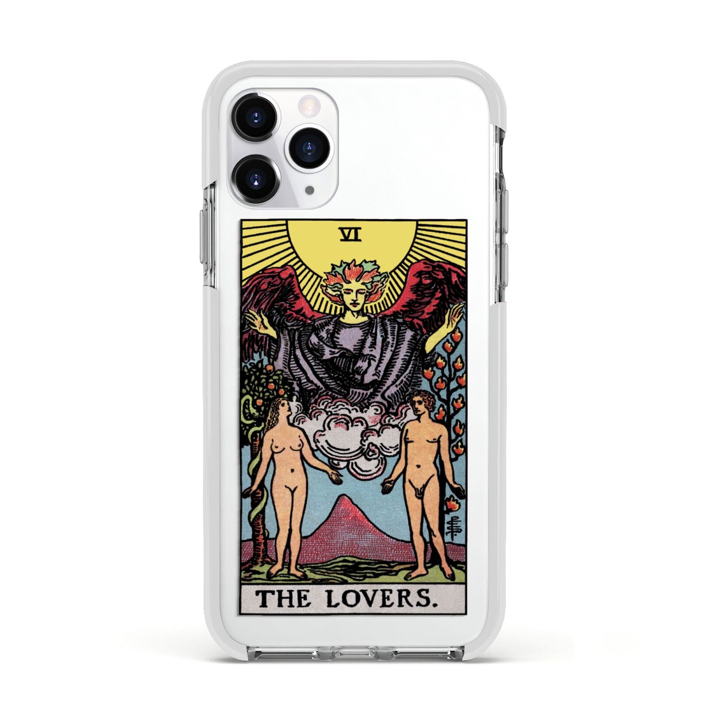 The Lovers Tarot Card Apple iPhone 11 Pro in Silver with White Impact Case