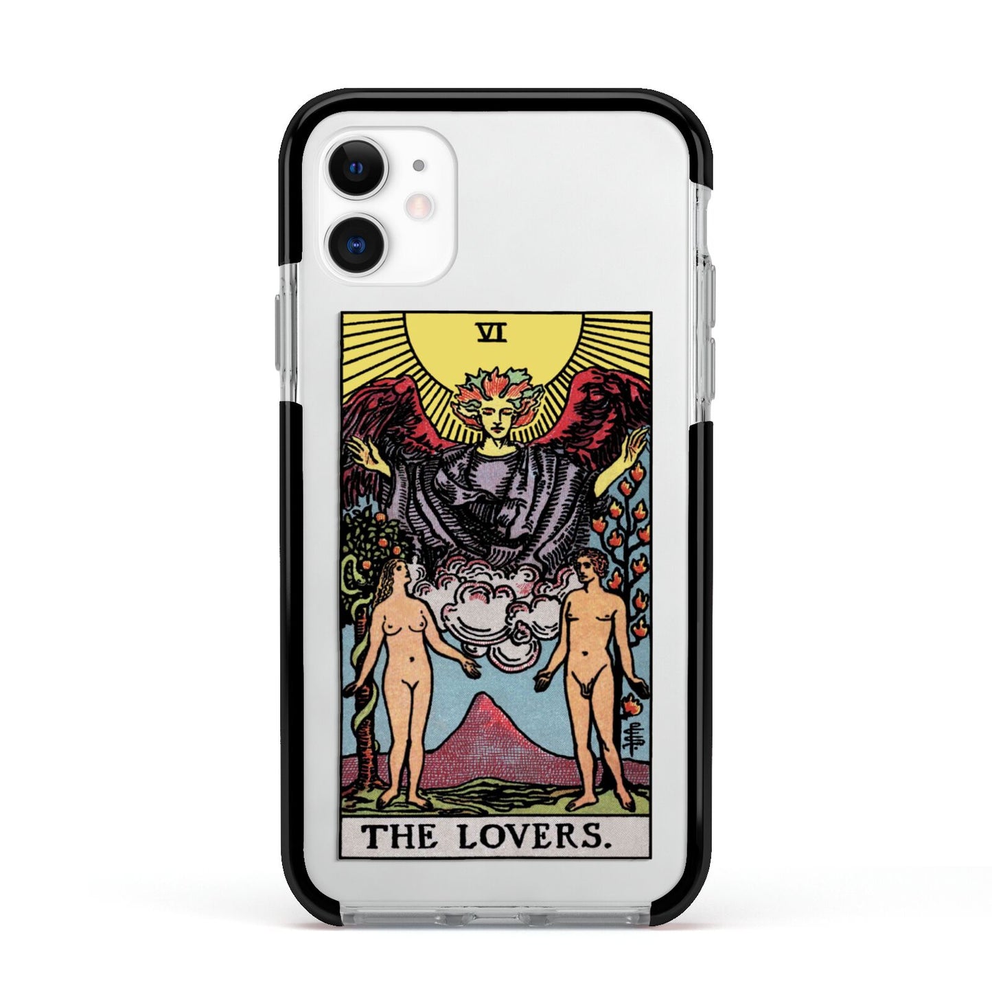 The Lovers Tarot Card Apple iPhone 11 in White with Black Impact Case