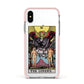 The Lovers Tarot Card Apple iPhone Xs Impact Case Pink Edge on Silver Phone